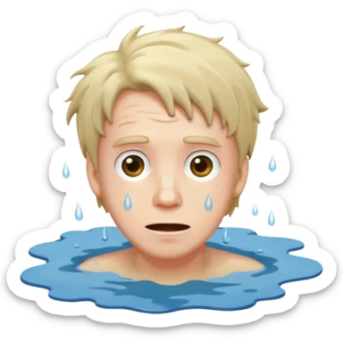 apple style emoji of a man with his face in a puddle after falling sticker