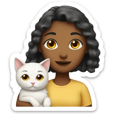 a girl with her cats sticker