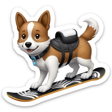 Dog riding a snowboard sticker