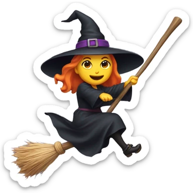 Witch flying on a broomstick sticker