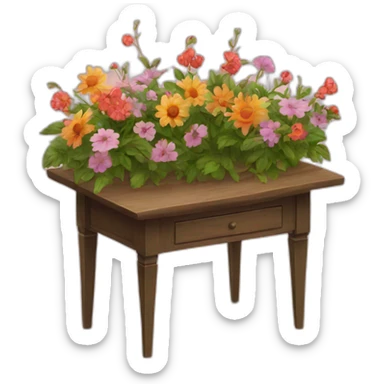 Table with flowers sticker