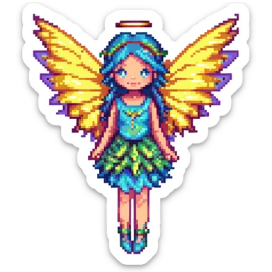 A fairy with wings, vibrant colors, fantasy theme sticker