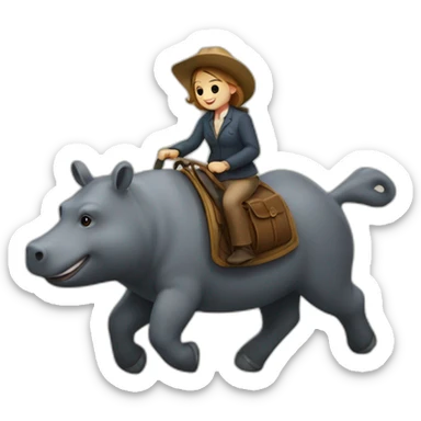 Un ours sur un hippopotame sticker