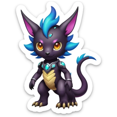 Cute cool colorful dark nebula fantasy-Digimon-animal-hybrid full body sticker