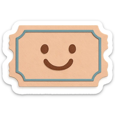 soft pastel vintage ticket shape sticker for journaling with a smiling face accent sticker