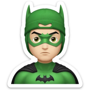 green superhero with beanie batman sticker