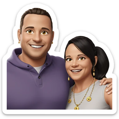 smiling couple with jewelry sticker