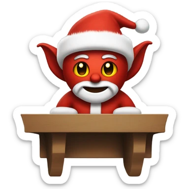 Satan dressed as Santa laying on a shelf  sticker
