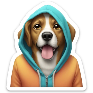 Dog wearing a hoodie sticker