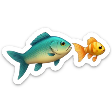 Fish and cat sticker