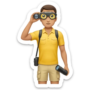 Male lifeguard – yellow shirt, binoculars in hand, scanning the sea, full body sticker