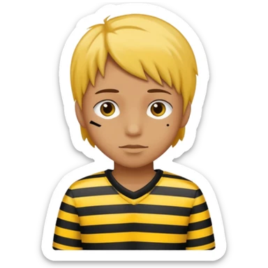 Humain avec une tenue de prisonnier noir et jaune  a bande sticker