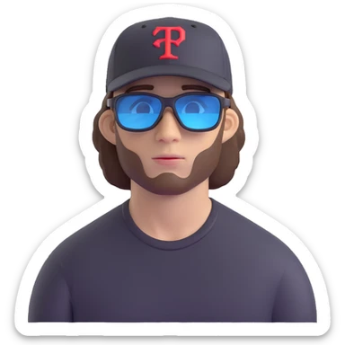 guy with brown hair, baseball cap, wearing polarized Pit Viper glasses sticker