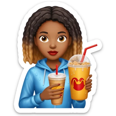 black woman holding fastfood drink sticker