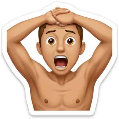 Guy yelling while grabbing his neck with both hands sticker