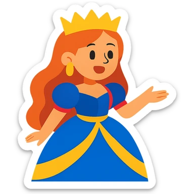 Add a crown to the princess, keep the style consistent with the original image, and maintain a transparent background. sticker