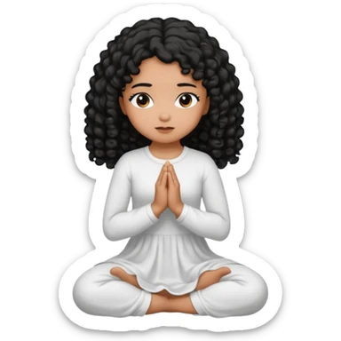girl praying on knees curls black hair and brown skin sticker
