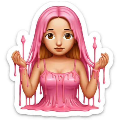  SPAM meat melted pink dripping sauce spaghetti dress monalisa portrait sticker