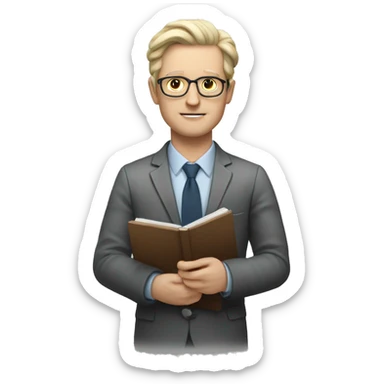 a white-skinned psychologist with a notebook in his hands sticker