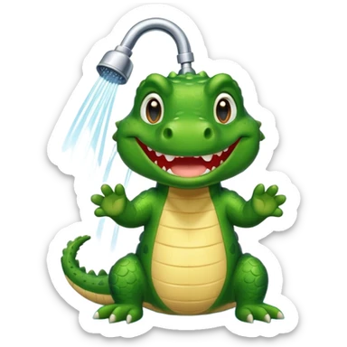 Cute crocodile is showing under the shower like game Where's my water sticker