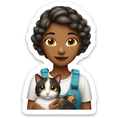 Girl with a calico cat sticker