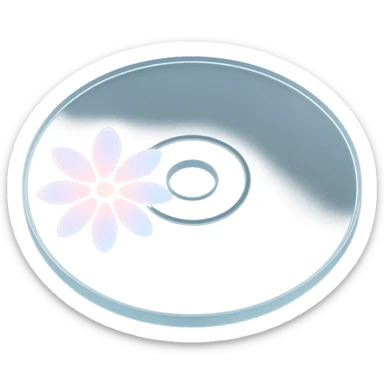 A minimalist CD disc with glowing floral pattern, pastel colors sticker