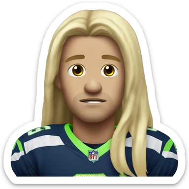 white seahawks fan with long blonde hair crying tears of sadness with a jersy that has the number 7 sticker