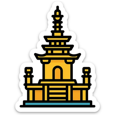 modern reinterpretation emoji of Dabotap pagoda, geometric and sleek form, harmony of tradition and modernity, easy to recognize icon style sticker