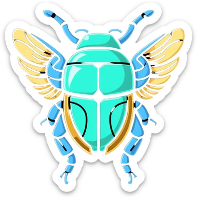ancient Egyptian scarab beetle with metallic mechanical wings sticker