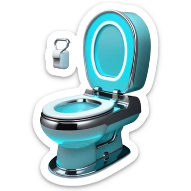 Shiny advanced futuristic Cyberpunk toilet sticker