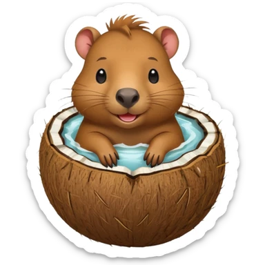 Make a capybara in a coconut sticker