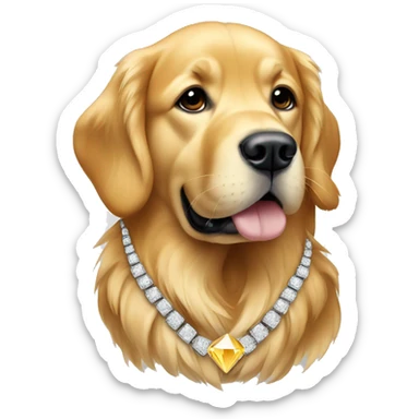 golden retriever with diamond necklace  sticker