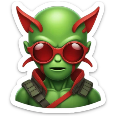 Green Alien ninja with red glasses sticker