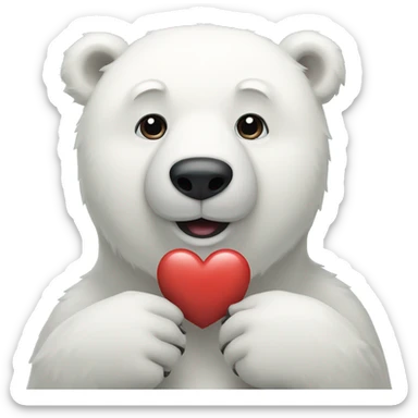 polar bear with a heart sticker