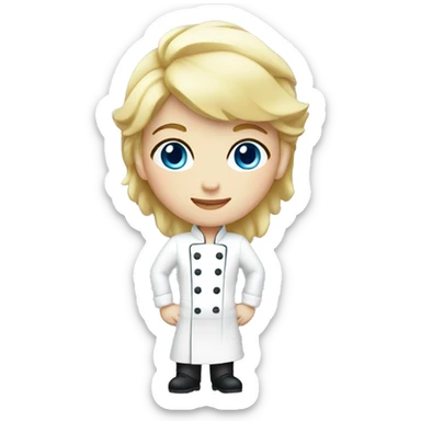 chef blond with blue eyes and white skin sticker