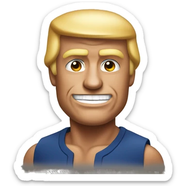 Create a muscular emoji of trump sticker