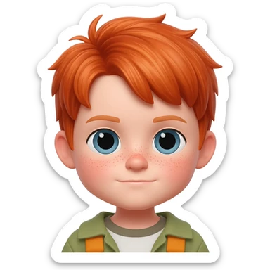 un niño pequeño pelirrojo con corte de hongo sticker
