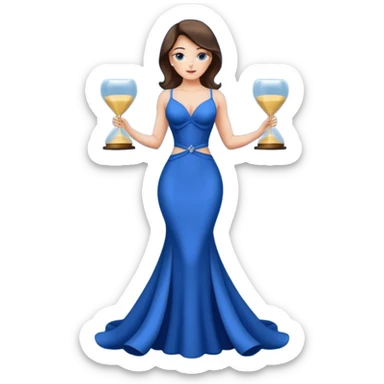 strong lean woman with visible strong abs and houglass figure in a beautiful blue evening gown sticker