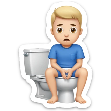 cartoon character sitting on toilet with surprised expression sticker
