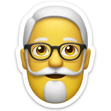 Yellow circle face with a beard and glasses sticker