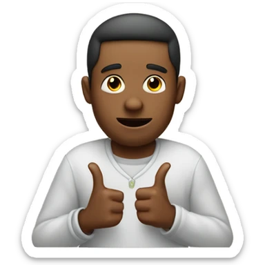 man shrug emoji with the ring finger and the middle finger being together and the index finger being closed and the pinkie being out. sticker