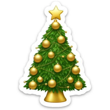 christmas tree with gold ornaments  sticker
