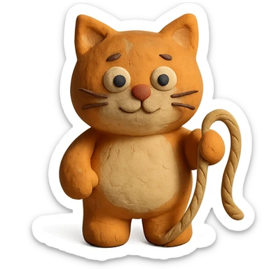 a cute cat holding rope in his hand sticker