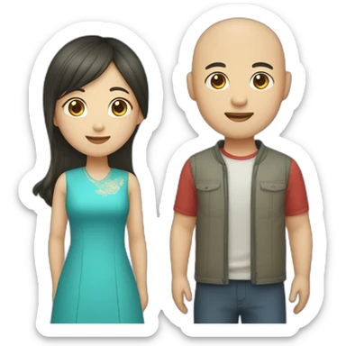 Chinese guy and Kazakh girl standing with each other sticker