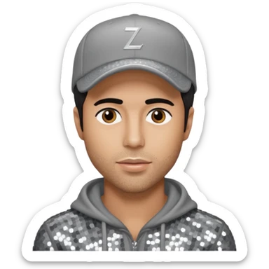 Enrique Iglesias with gray sequin outfit sticker