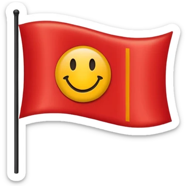 a wavy rectangle flag with black and red rectangle flag with a yellow circle in the middle  sticker