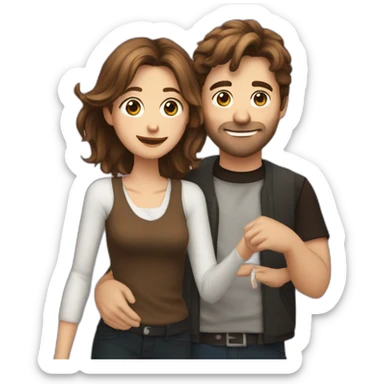 Brown hair 2023 Arthur and laura techno partying sticker