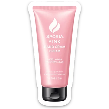 Pastel pink hand cream tube, sleek design, clean background sticker