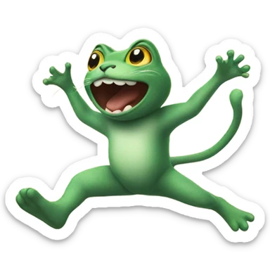 Cat jumping a frog sticker