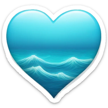 light blue heart with ocean waves inside no face sticker